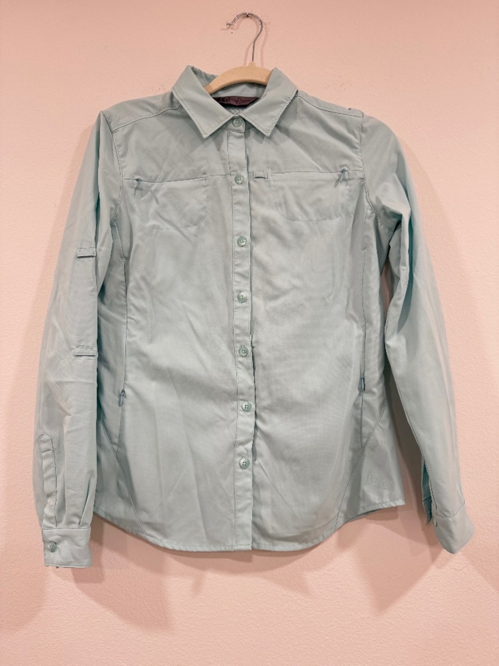 REI Long-Sleeve Button-Up Fishing Shirt Hiking Vented XS